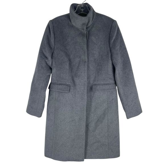 Ann Taylor Funnel Neck Wool Blend Tailored Coat Hidden Button Gray Size S - Picture 4 of 12
